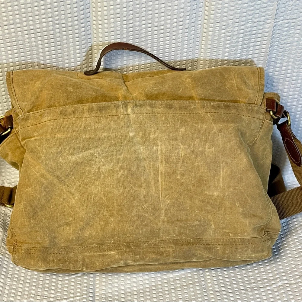 J. Crew Abington Tan Canvas Messenger Bag with Leather Accents - Picture 5 of 9